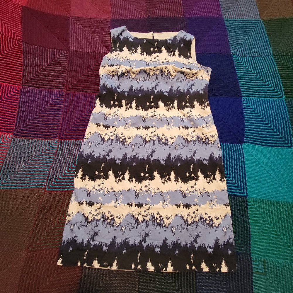 Shift dress (lined), size 14, Alfani, cream, blue, black